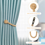 boucle rideau beige bleu clair corde tressée rustique double trous fixations accessoires voilures chambre