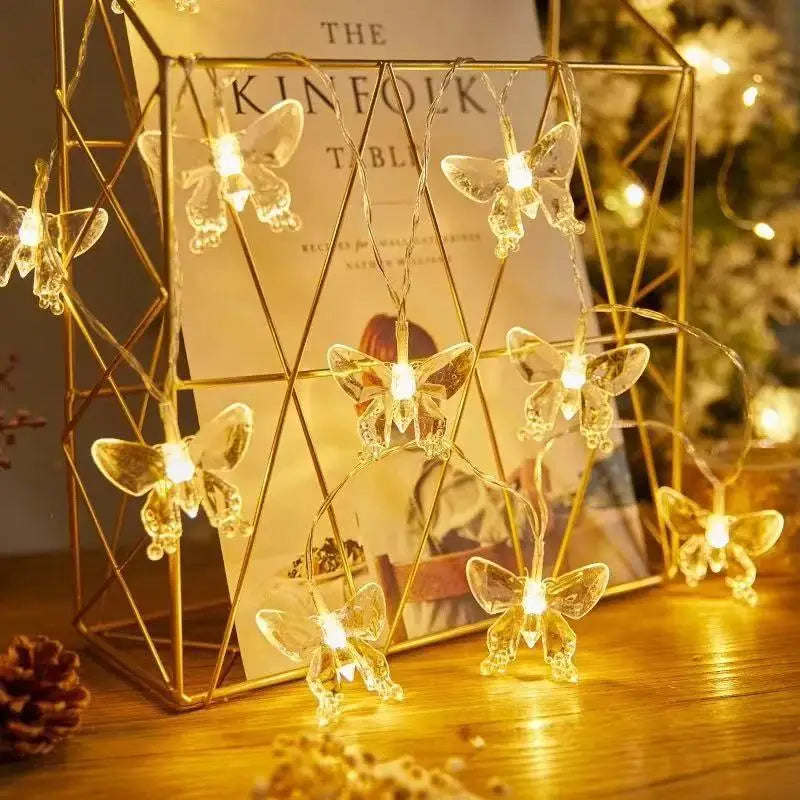 guirlande lumineuse papillon transparente leds clips décoration noël fêtes