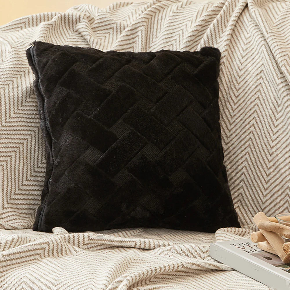taies d'oreiller modernes douces tissage losanges rose clair gris beige opaques
