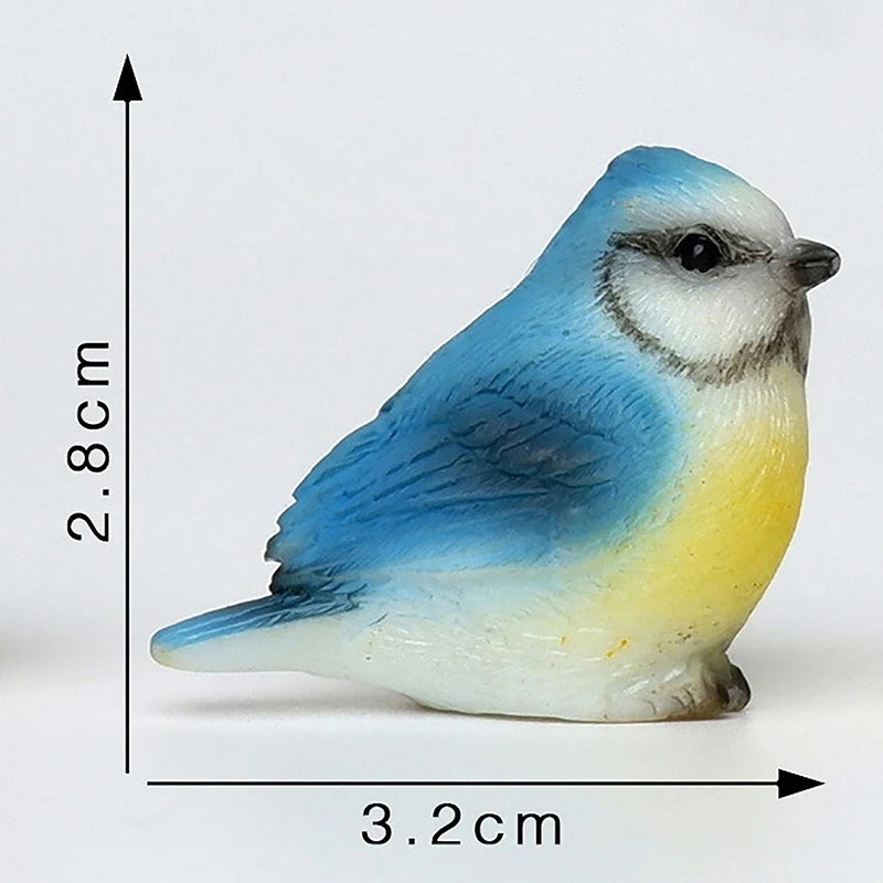 statue oiseau cartoon mignon résine peluche brillante couleurs variées blanc rose verte bleue jaune