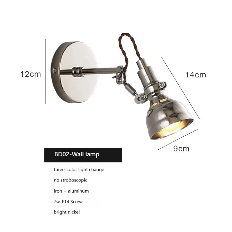 lampe murale industrielle gris métallisé réglable éclairage chambre cuisine salle manger