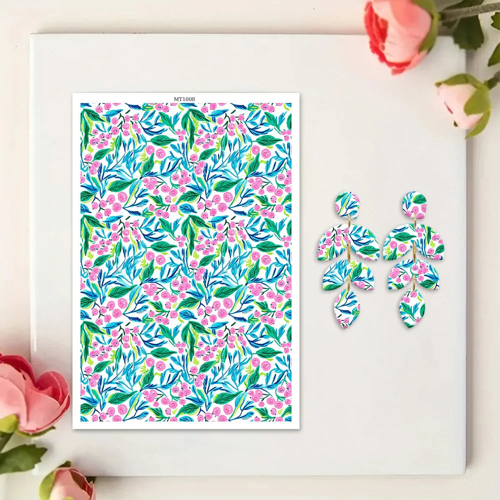 boucles d'oreilles modernes fleurs rayures palmiers abstraits couleur bleue verte rose blanche noire anneaux