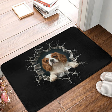 tapis sol chien microfibre mousse mémoire forme motif pattes os antidérapant salon moderne