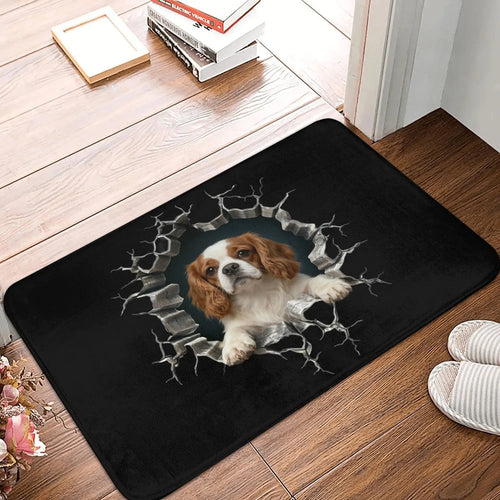 tapis sol chien microfibre mousse mémoire forme motif pattes os antidérapant salon moderne