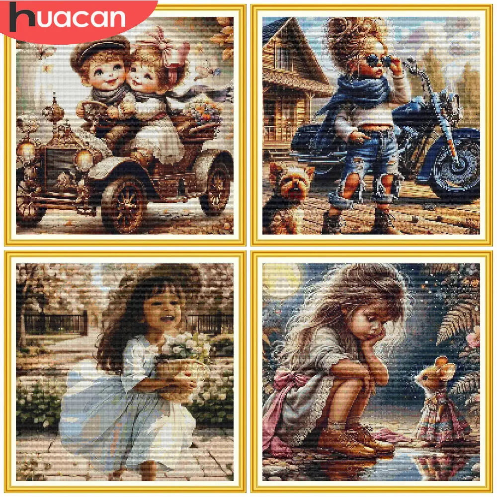 kit broderie multicolore motifs floraux paysage artiste aiguilles fil plan outils 30x30 40x40 50x50