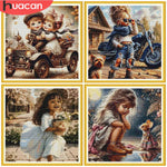 kit broderie multicolore motifs floraux paysage artiste aiguilles fil plan outils 30x30 40x40 50x50