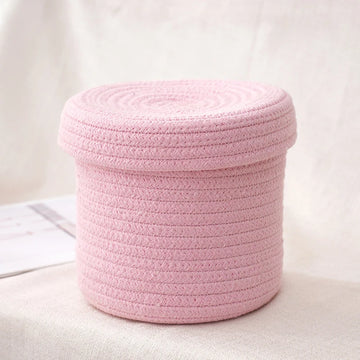 boîtes rondes corde tressée orange violet rose jaune rangement stockage réutilisable moderne rustique