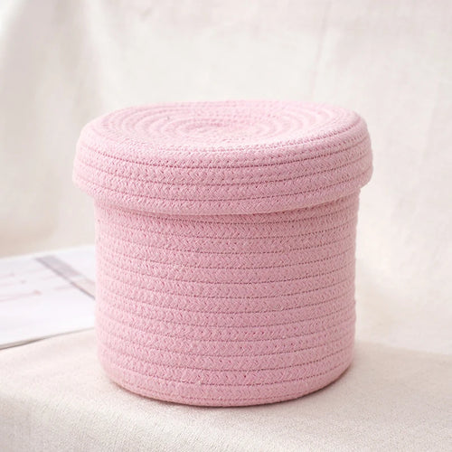 boîtes rondes corde tressée orange violet rose jaune rangement stockage réutilisable moderne rustique