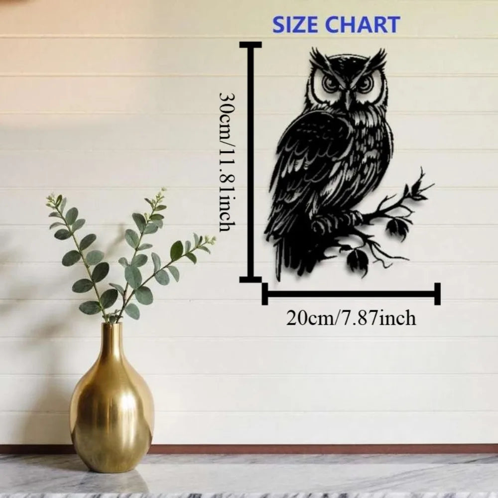 décoration murale autocollant hibou noir oiseau branche réaliste chambre salonextérieur métal artística