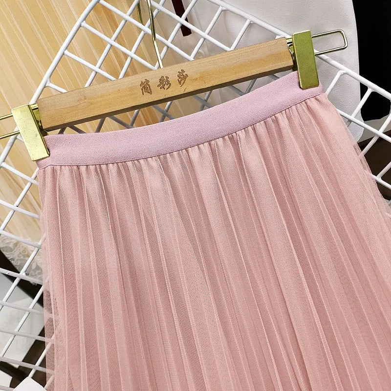 jupe plissée classique élégante polyester noir rose blanc bleu gris féminine été printemps