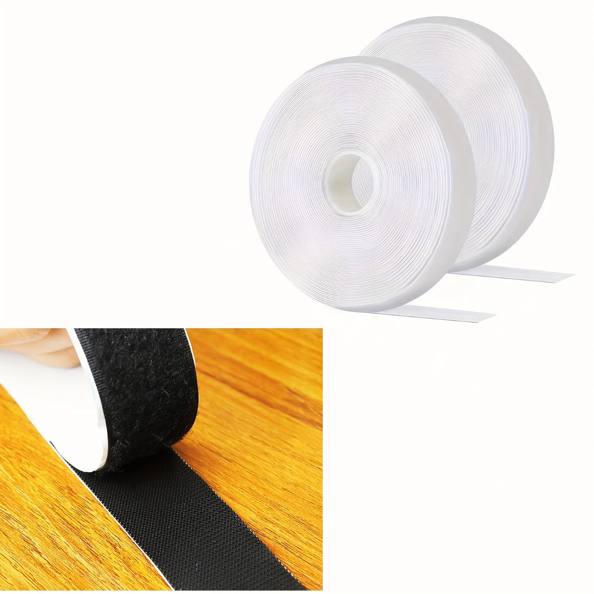 ruban adhésif velcro autocollant bouclettes pile texturé noir blanc fixations tissus moustiquaires surfaces planchers