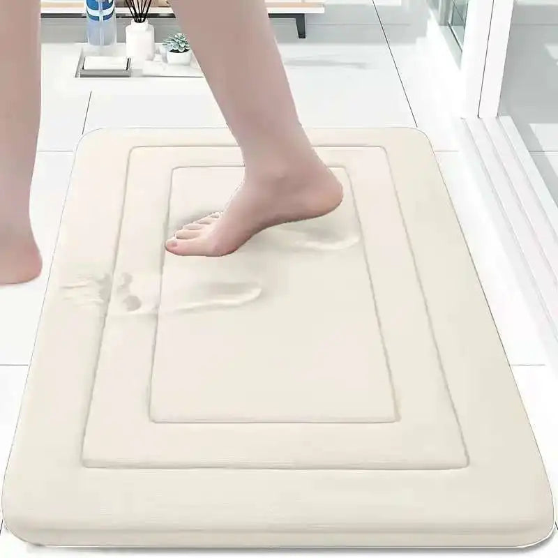 tapis bain anti dérapant polyester géométrique moderne gris beige bleumarine confortable
