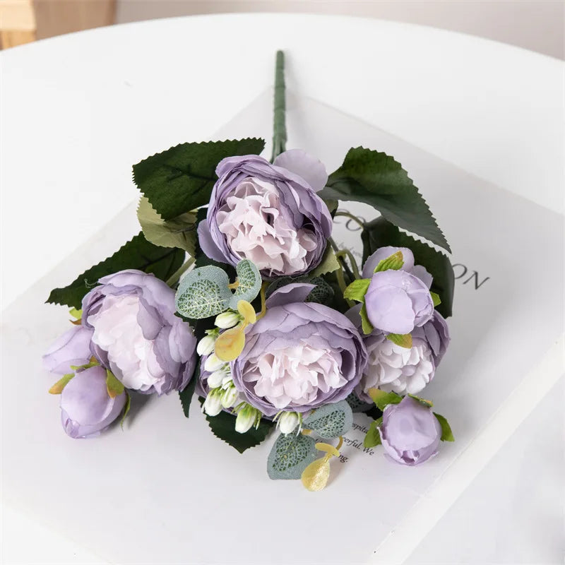 bouquet artificiel pivoines blanc rose intérieur mariage décoration vase romantique classique anniversaire événement