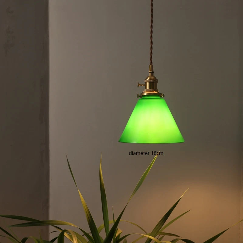lampe suspendue vintage vert ombre matériau pierre verre 25cm ajustable 200cm autonomie e27