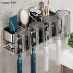 porte brosses dents argenté bleu blanc moderne crème brosse toilette rasoir électrique maquillage tasse