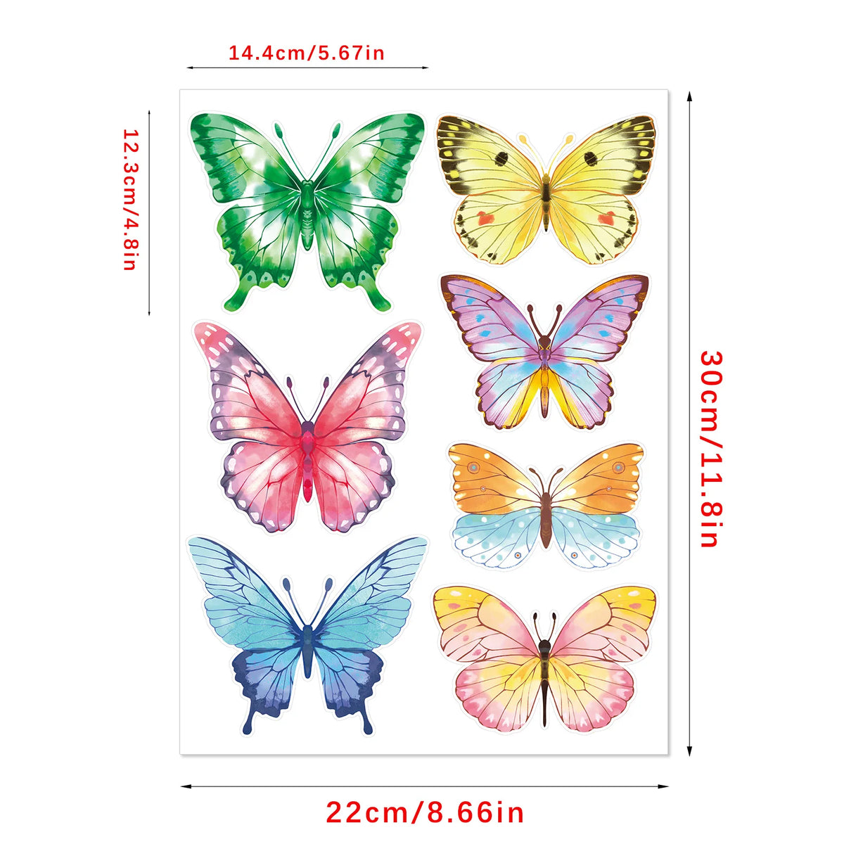 sticker mural papillons multicolores artiste adhésif décoration chambre enfants pvc 22x30cm