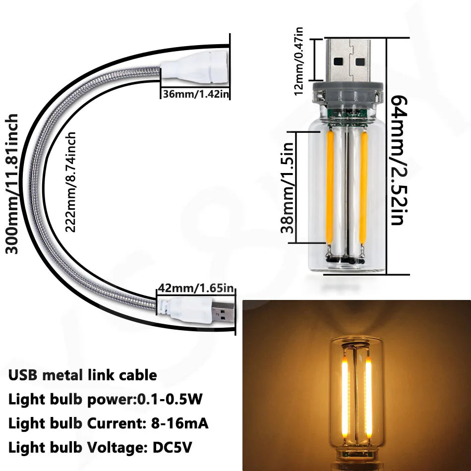ampoule led usb flexible transparente moderne décoration intérieure multiple couleurs adaptable lumière nocturne rechargeable