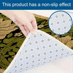 tapis sol art nouveau fleurs blanches vert foncé noir beige antidérapant polyester moderne