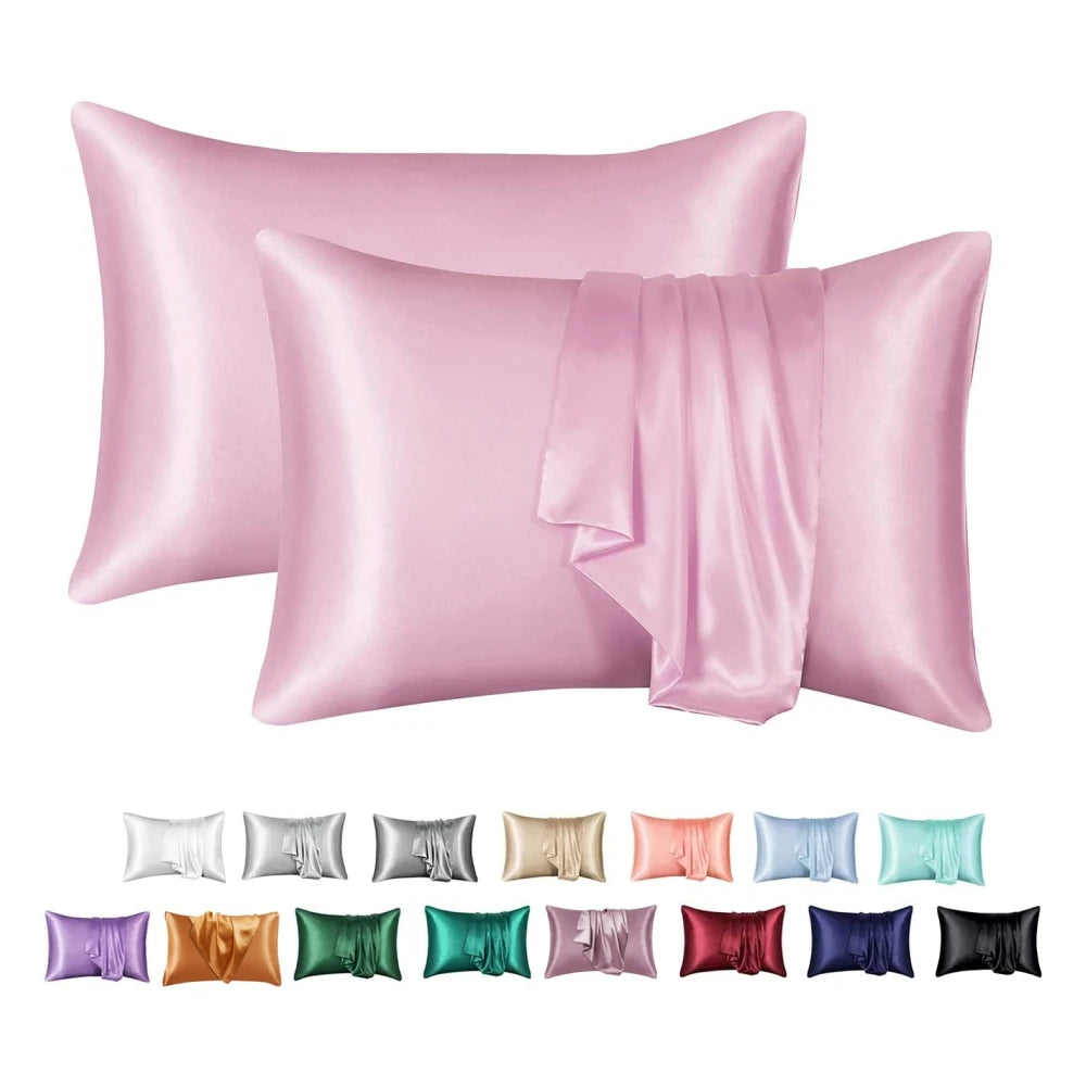 protège oreiller moderne soie brillante housse protection lit élégante couleur unie