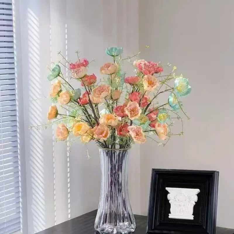 bouquet fleurs artificielles rose blanc bleu moderne élégant vase transparent décoration intérieure anniversaire mariage