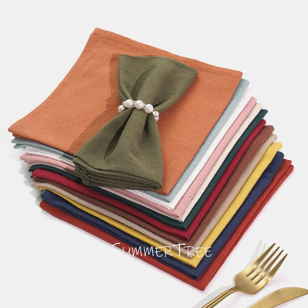 serviettes coton 40x40cm réutilisables rose pâle beige bleu orange blanc vert marron classiques maison