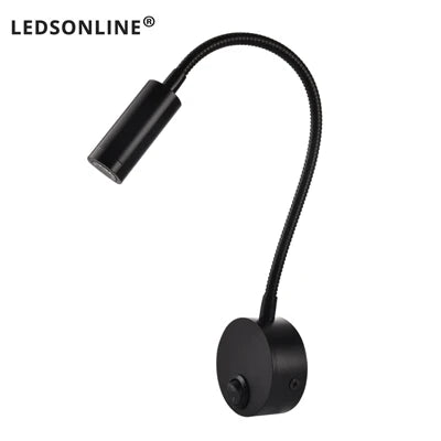 applique murale led lecture flexible bras articulé interrupteur noir blanc argent moderne