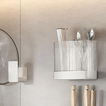 rangement mural transparent porte souvenirs adhésif rayures verticales moderne coupelle cuillère blanc