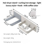 support mural anti dérapant porte sèche cheveux moderne finition inoxydable blanc noir doré