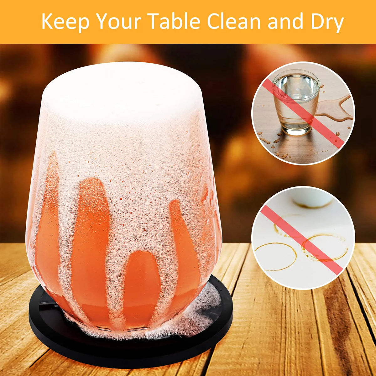 sous verres silicone noirs modernes antidérapants adhésifs protection meuble facile nettoyage durable environment respectful