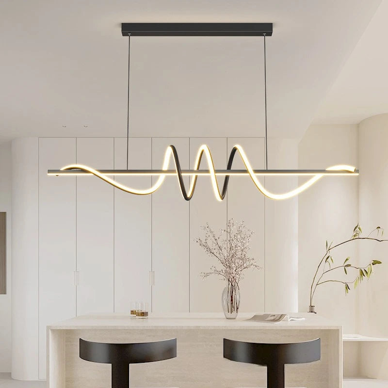 suspension lumineuse moderne spirale noir blanc métal câble 100cm 120cm