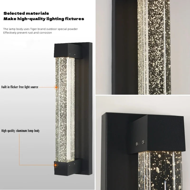 applique murale moderne noire transparente ip65 led éclairage extérieur balcon jardin