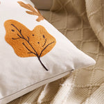 housse coussin décorative motif feuilles automne champignons moderne salon maison intérieur