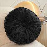 coussin rond plissé velours polyester fibre massage couleur rose gris moderne