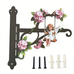 support mural décoratif oiseau papillon fleurs noires artisanal rustique vis clipsextérieurintérieurrésistantrouille