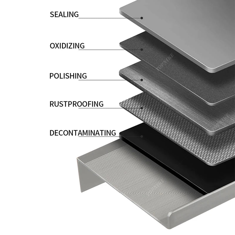 étagère murale moderne aluminium gris métallisé texture fine légèrement rugueuse murale rangement cuisine