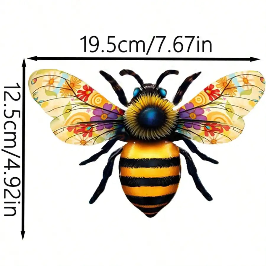 sculpture abeille métal couleur noir jaune artisanal extérieur intérieur motifs floraux papillon