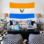 drapeau bannière historique orange blanc bleu rayures laiton décoration murale moderne polyester super tex