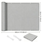 écran confidentialité gris moderne toile imperméable corde pinces uv protection balcon 80x300cm