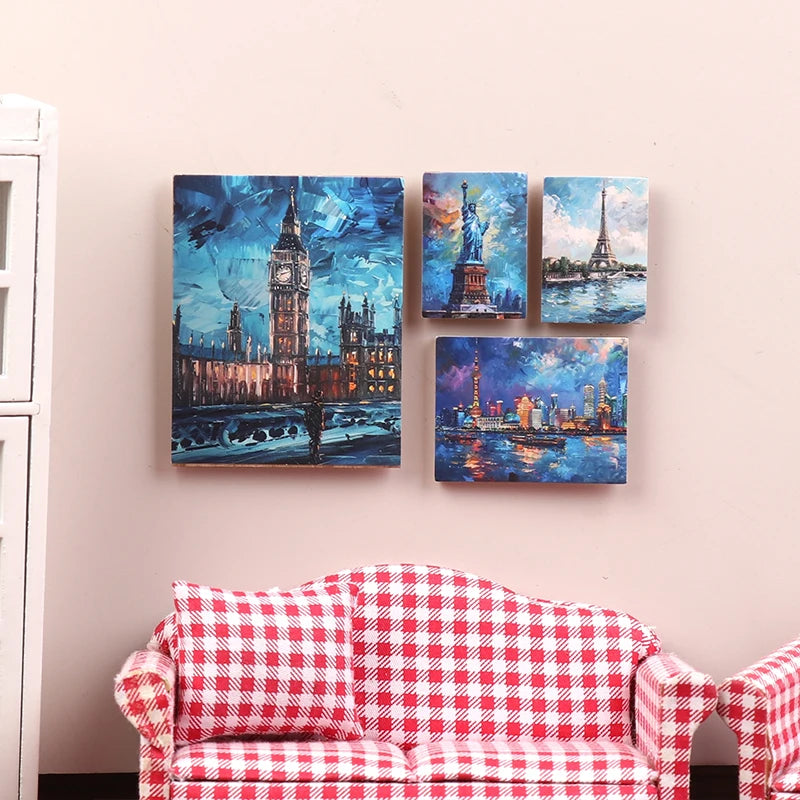 tableaux peinture l'huile impressionnistes paysages urbains architecture célèbre bois miniature