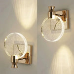 lampe murale moderne or transparent paillettes dorées led 13cm 16cm