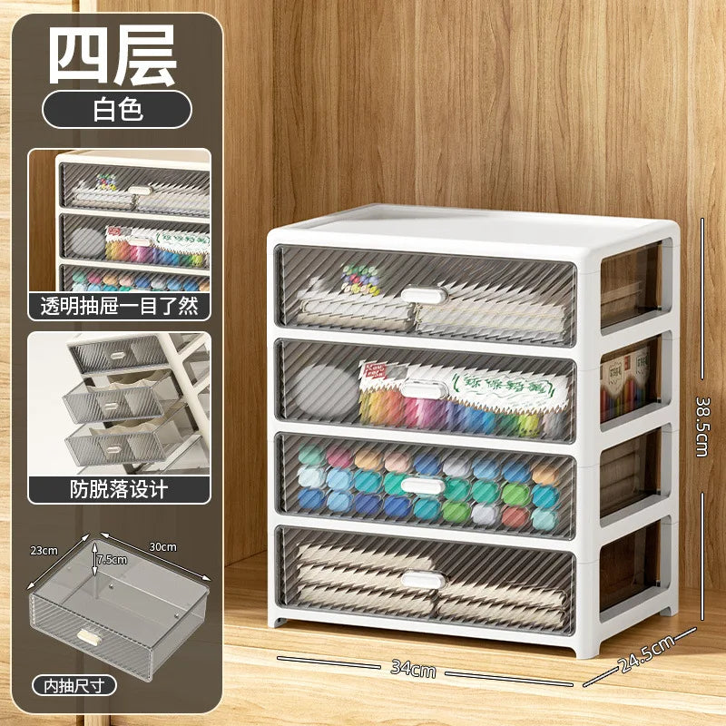 meuble tiroirs crème transparent moderne rangement papeterie deux six tiroirs diagonaux plastique