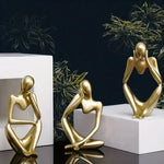 statuettes decoratives abstraites modernes or resine lisses minimaliste ornement maison