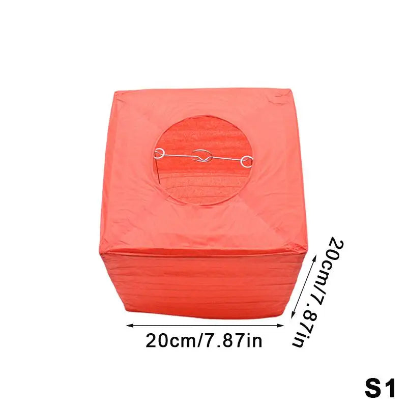 lanternes carrées papier plissé blanc orange vert rouge jaune simple décoratif anneau cordon métallique