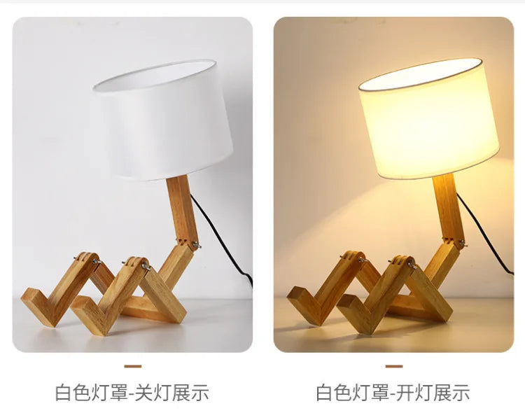 lampe table moderne bois bambou blanc tissu opalescent minimaliste led