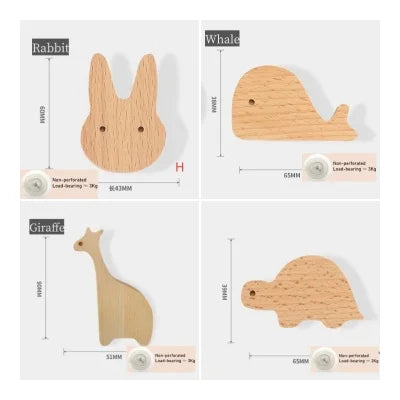 porte clés mural animal bois naturel minimaliste adhésif vis simple modernité chambre enfantDecorationMurale