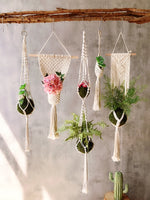 porte plante suspendu macramé blanc coton décoration bohème jardin intérieur balcon maison extérieur