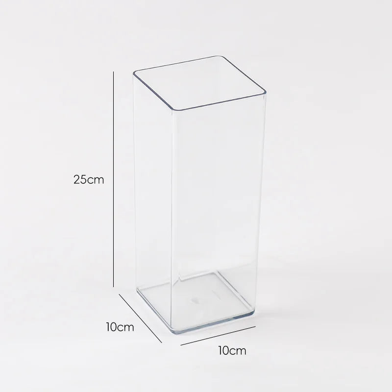 cube transparent moderne vase hydroponie plante verte sans motif minimaliste récipient acrylique