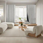rideau texturé lin gris clair opaque moderne tringle minimaliste chambre salon