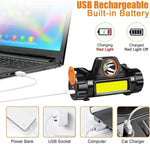 lampe frontale led rechargeable usb étanche aimant ceinture noire moderne