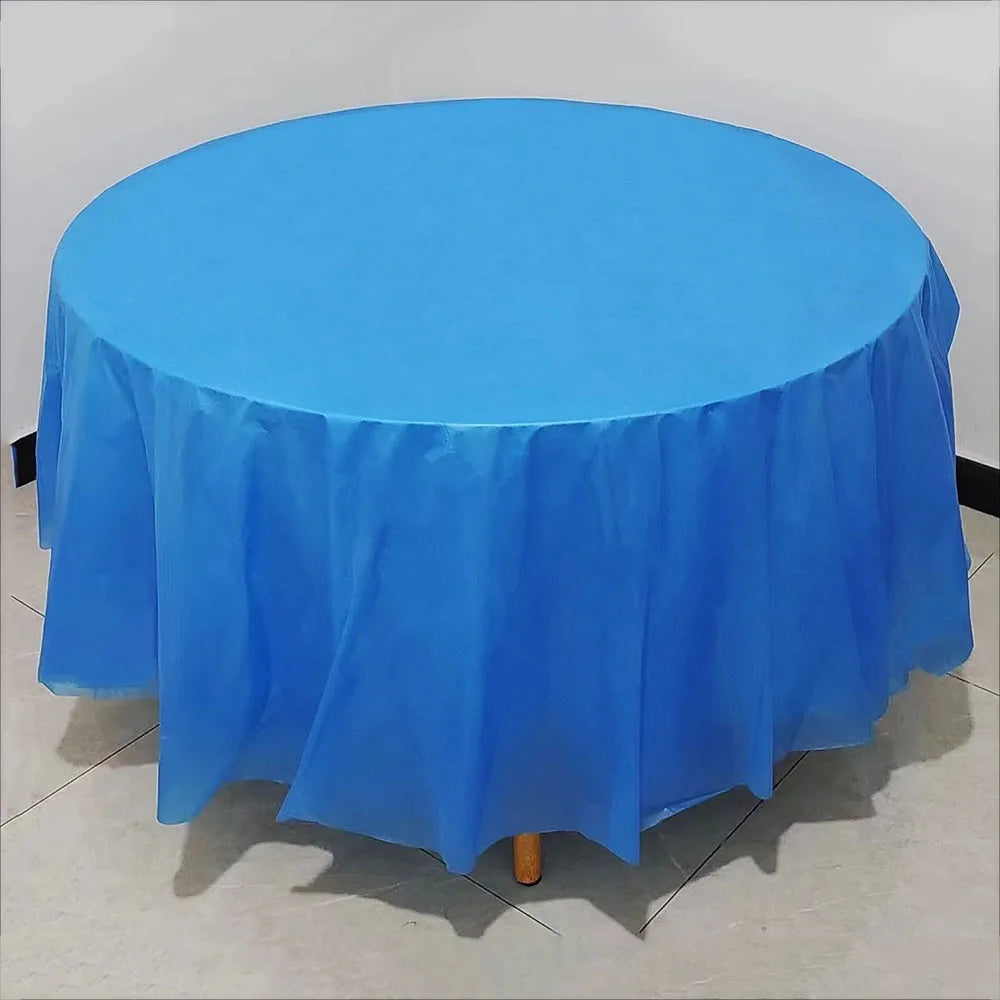 nappe table ronde uni bleue verte rose moderne opaques 213cm discothèque événement anniversaire